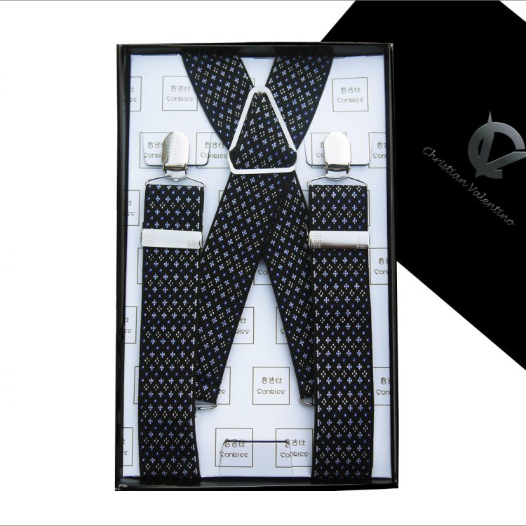 Black with Blue & White Starry Pattern 3.5X XL Braces