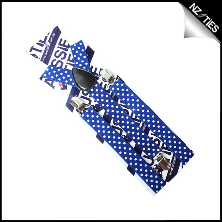 Blue with White Polka Dots Boys Braces Suspenders