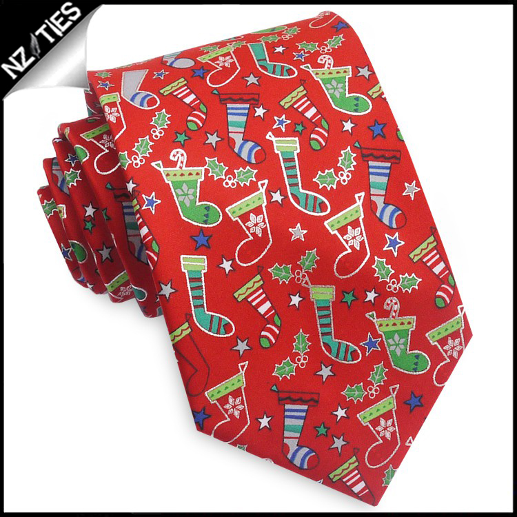 Red with Christmas Stockings Tie