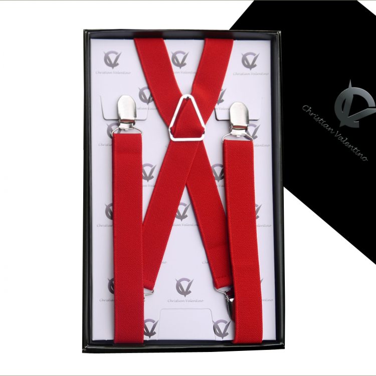 Red X2.5cm Men's Braces Suspenders