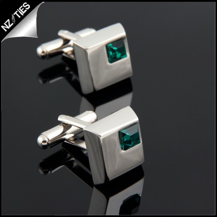 Mens Silver with Emerald Inset Cufflinks
