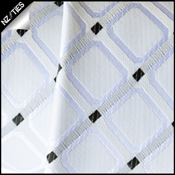Ivory with White Squares Mens Necktie 2