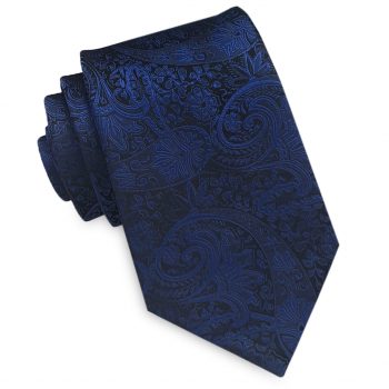 Black & Navy Blue Paisley Mens Tie