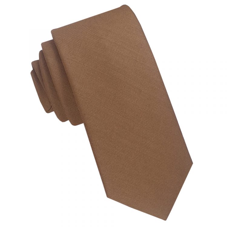 Coffee Brown Cotton Blend Skinny Tie