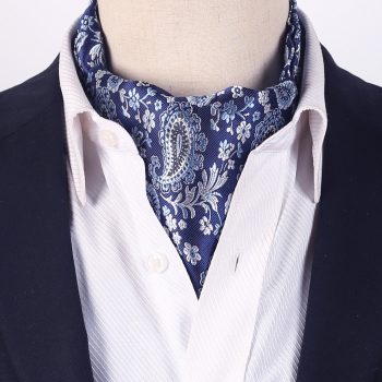 Blue With Black & White Paisley Ascot Cravat