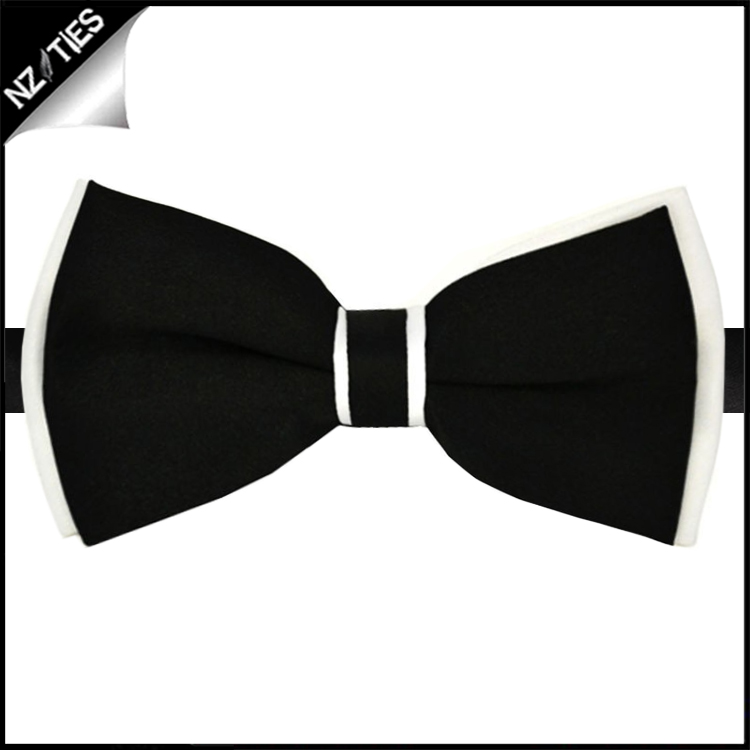 Black with White Trim Bow Tie