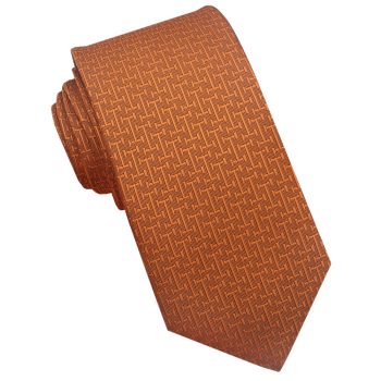 Burnt Orange Bar Texture Mens 7cm Tie