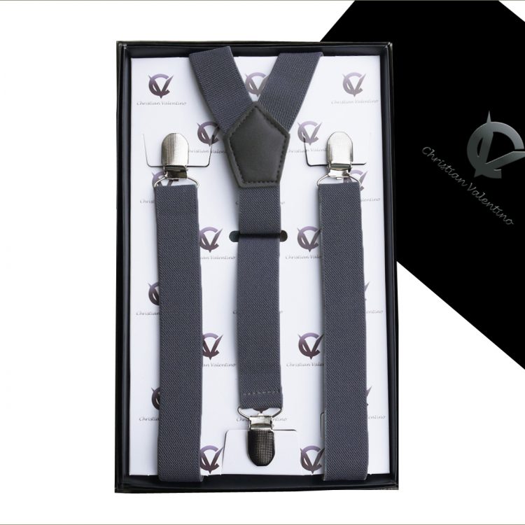 Dark Grey Y2.5cm Large Men's Braces Suspenders
