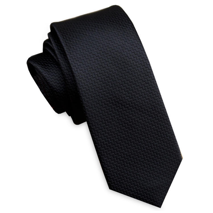 Black Zigzag Textured Skinny Tie