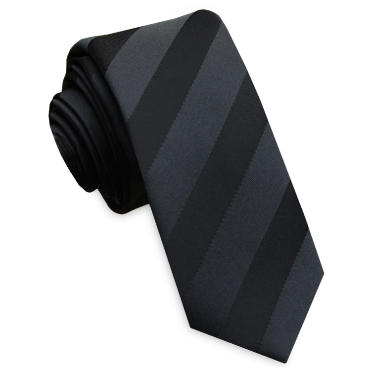 Black with Black Stripes Skinny Tie