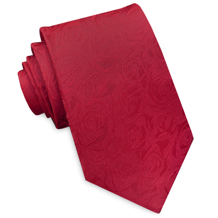 Red with Rose Embossed Texture Men's Tie