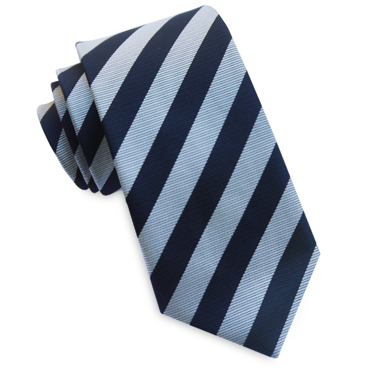 Silver & Midnight Blue Stripes Skinny Tie