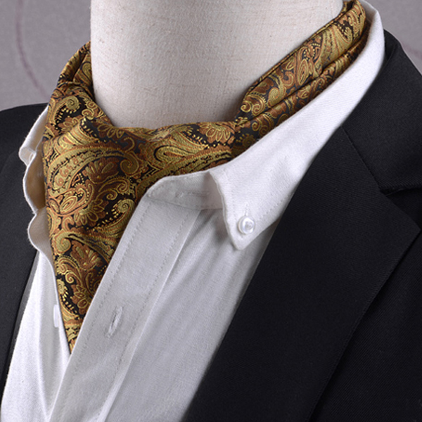 Men's Black & Gold Paisley Ascot Cravat