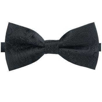 Black Embossed Texture Paisley Bow Tie