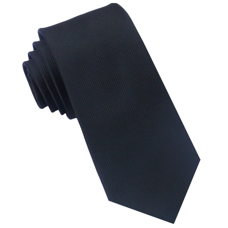 Mens 6cm Black Ribbed Slim Necktie
