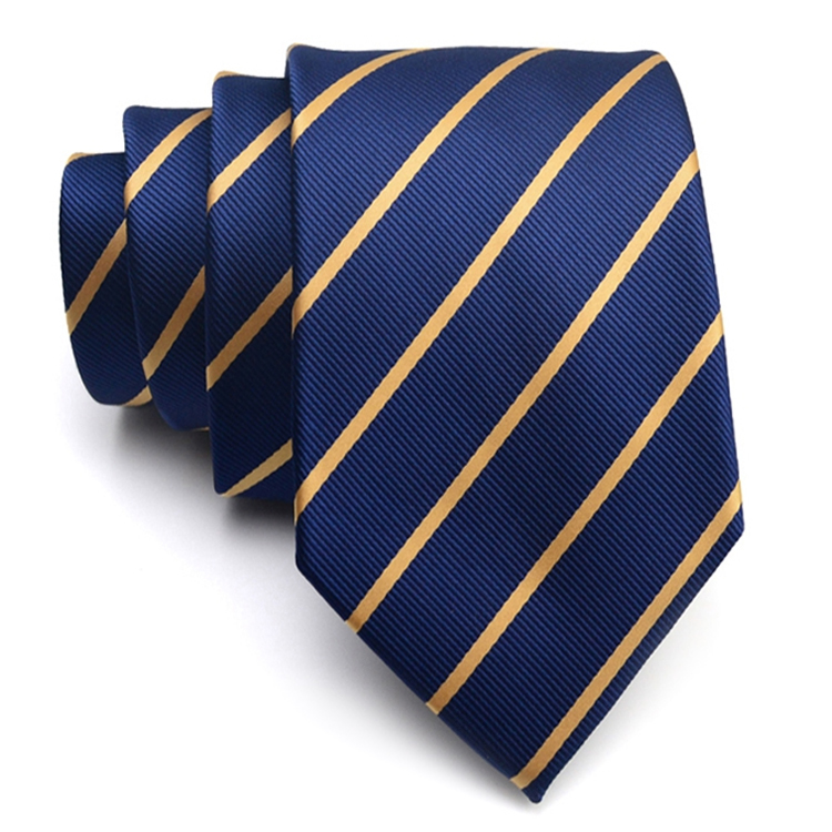 Dark Blue With Gold Thin Stripes Mens Tie