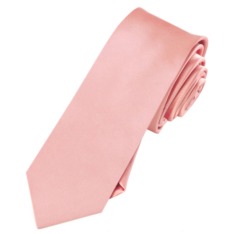 Mens Coral Salmon Flamingo Skinny Tie