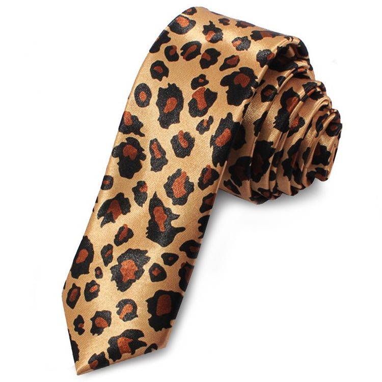Leopard Print Mens Skinny Tie