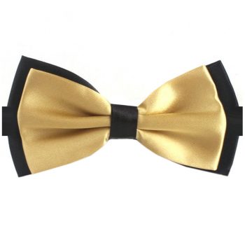 Light Gold With Black Back Bow Tie