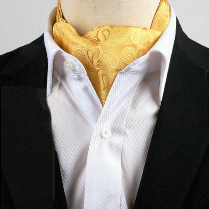 Men's Gold Paisley Ascot Cravat