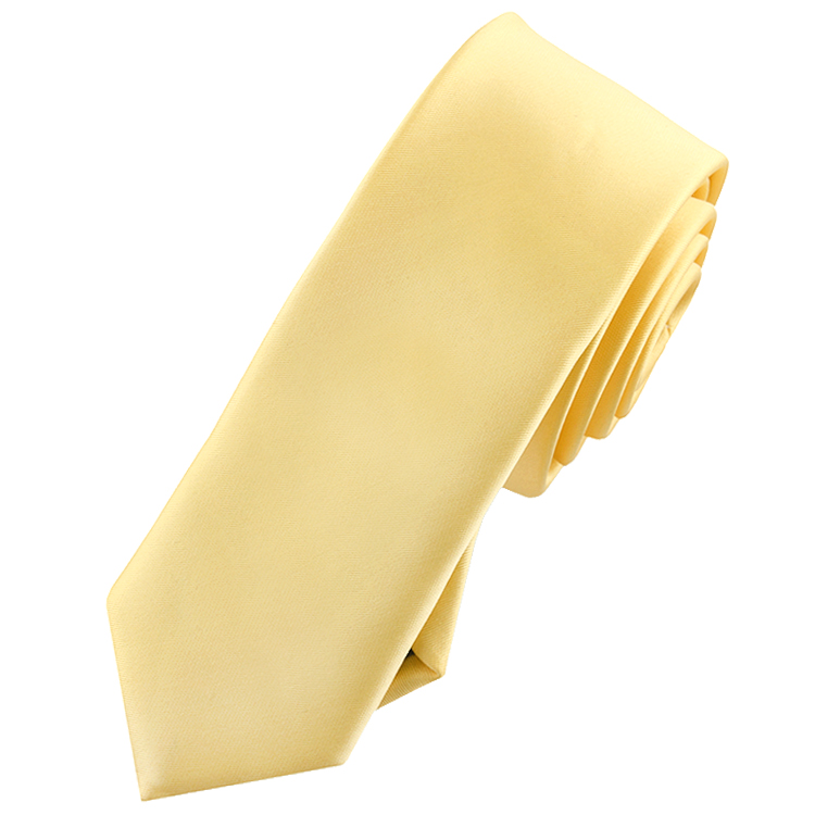 Mens Light Gold Yellow Skinny Tie