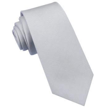 Light Silver Grey Ribbed 6cm Mens Slim Tie