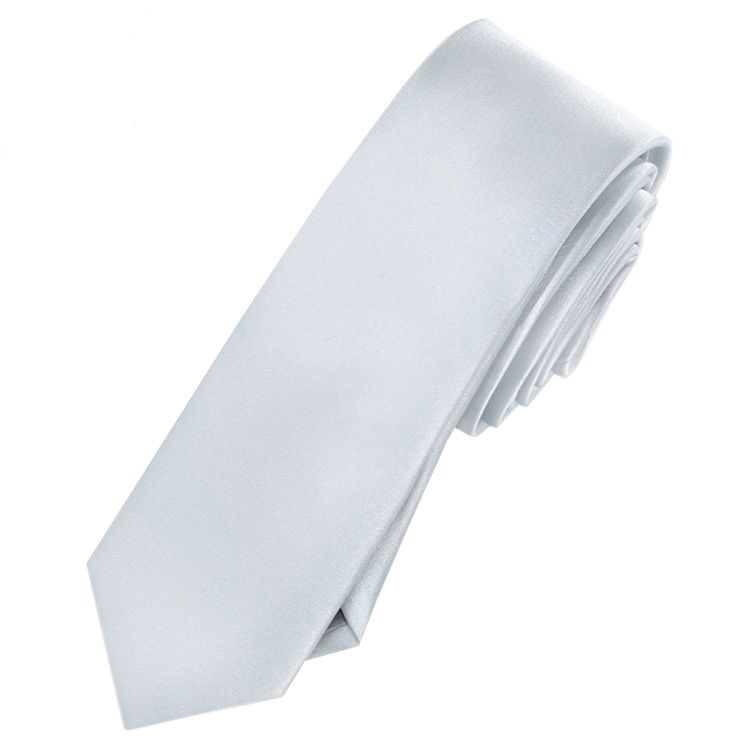 Mens Light Silver Grey Skinny Tie