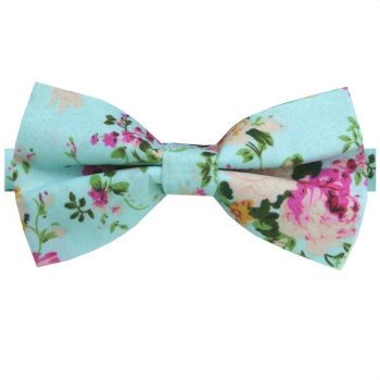 Mint With Floral Pattern Bow Tie