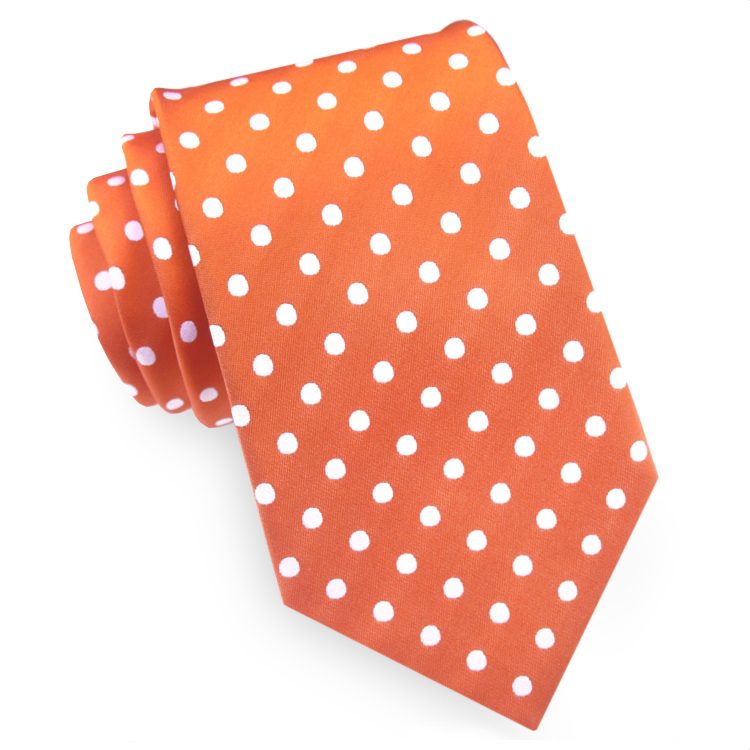 Orange Polka Dot Mens Tie