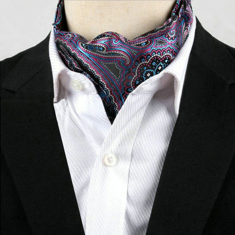 Men's Purple & Blue Paisley Ascot Cravat