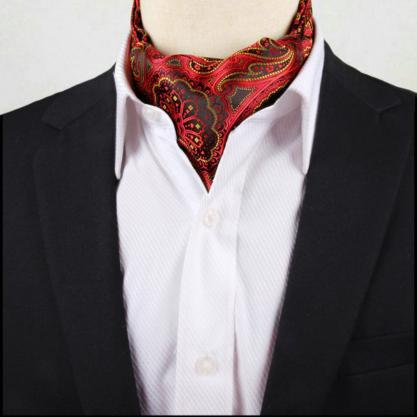 Men's Red, Black & Yellow Paisley Ascot Cravat | Texture Ties