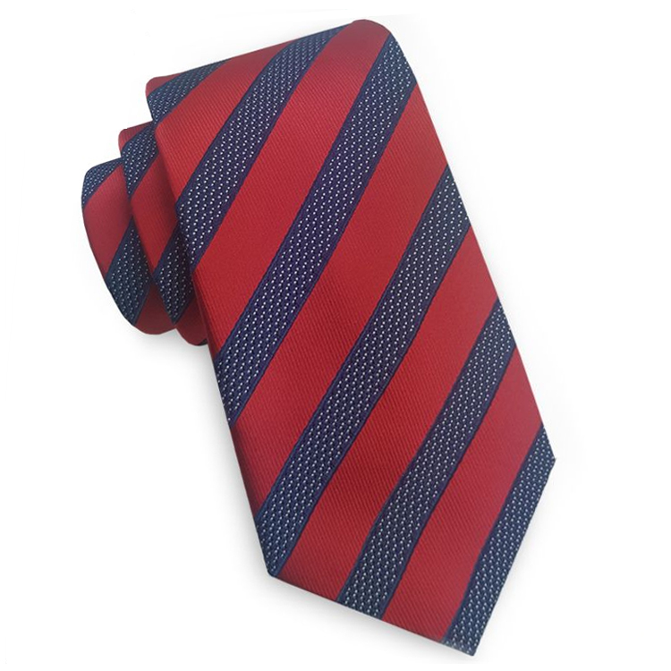 Red with Blue & White Stripes Slim Tie