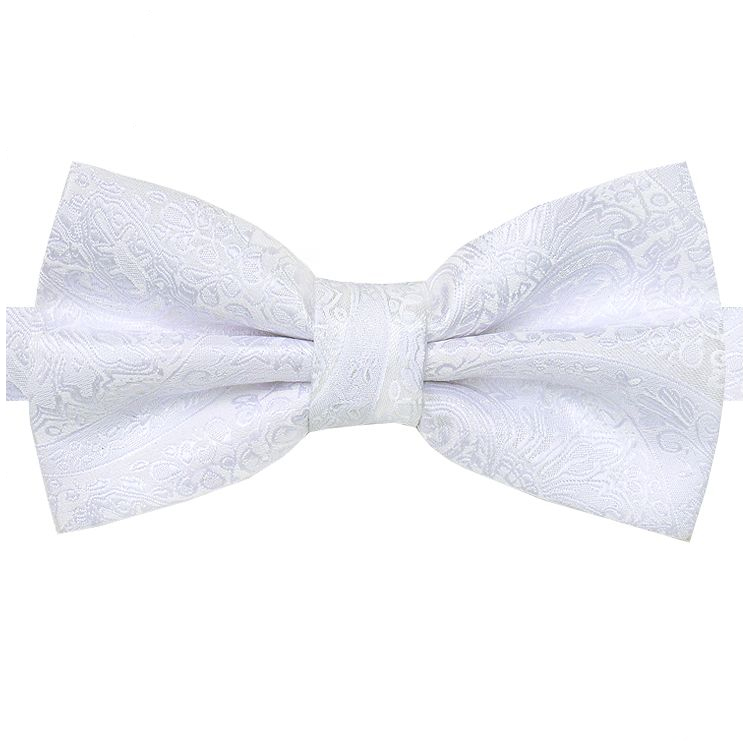 White Paisley Bow Tie