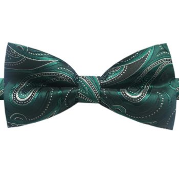 Green, Black & White Paisley Bow Tie