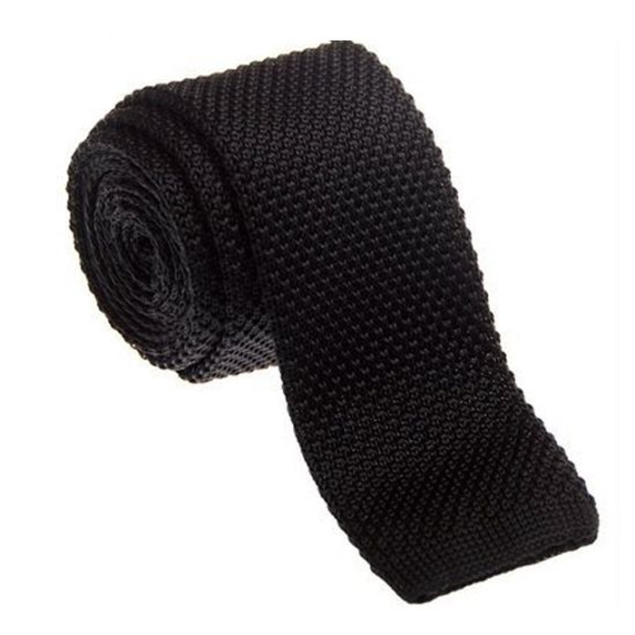 Mens Black Knitted Tie