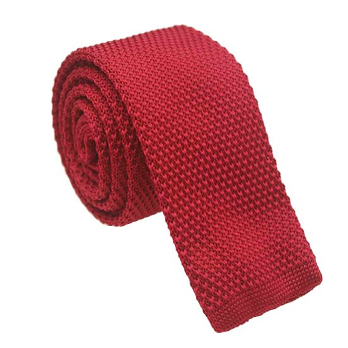 Mens Scarlet Red Knitted Tie