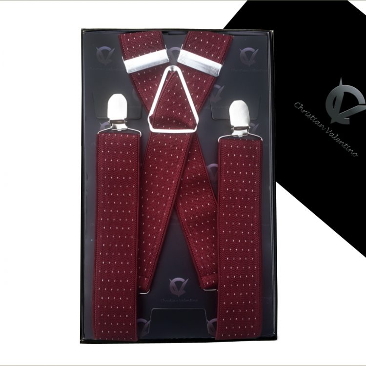 Men's Burgundy Red with Pin Dots 3.5X XL Braces