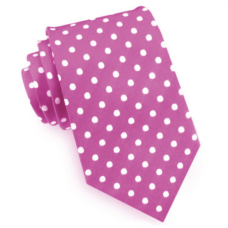 Bright Pink Polka Dot Mens Tie