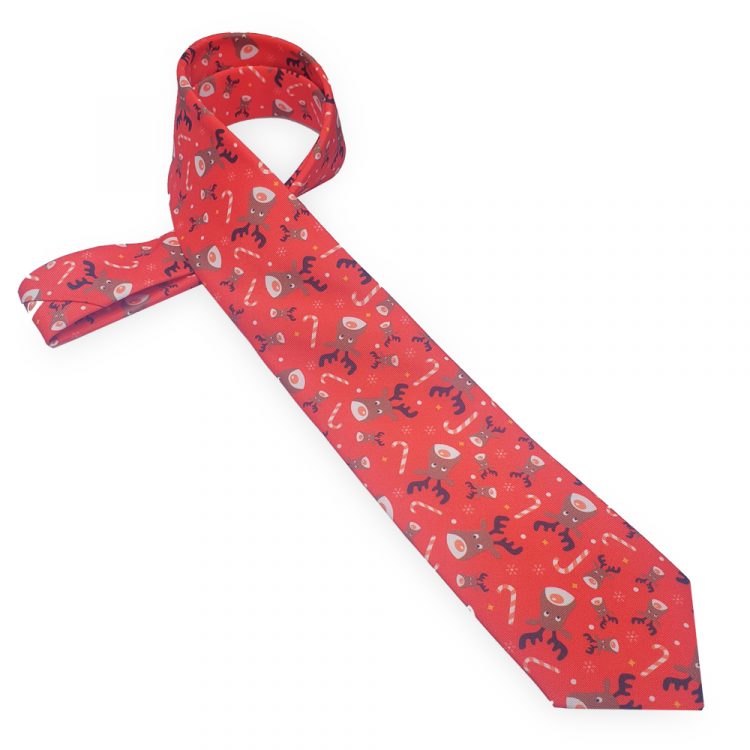 Red Reindeer & Candy Canes Christmas Tie