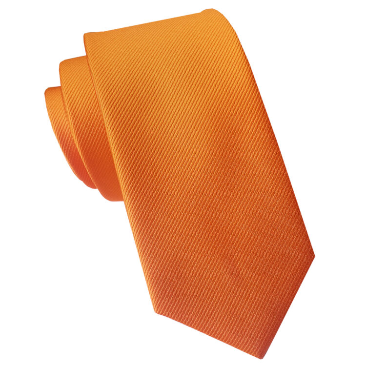 Orange Ribbed 6cm Mens Slim Tie