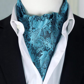 Turquoise And Black Paisley Ascot Cravat