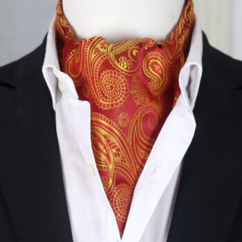 Red With Light Gold Paisley Ascot Cravat